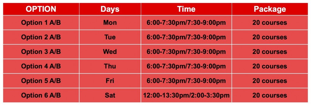 Course timetable