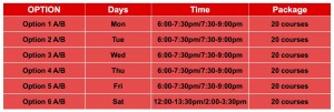 Course timetable